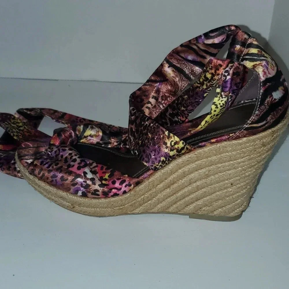 Impo Tipsy Wedge Strap Up Espadrilles Size 10M